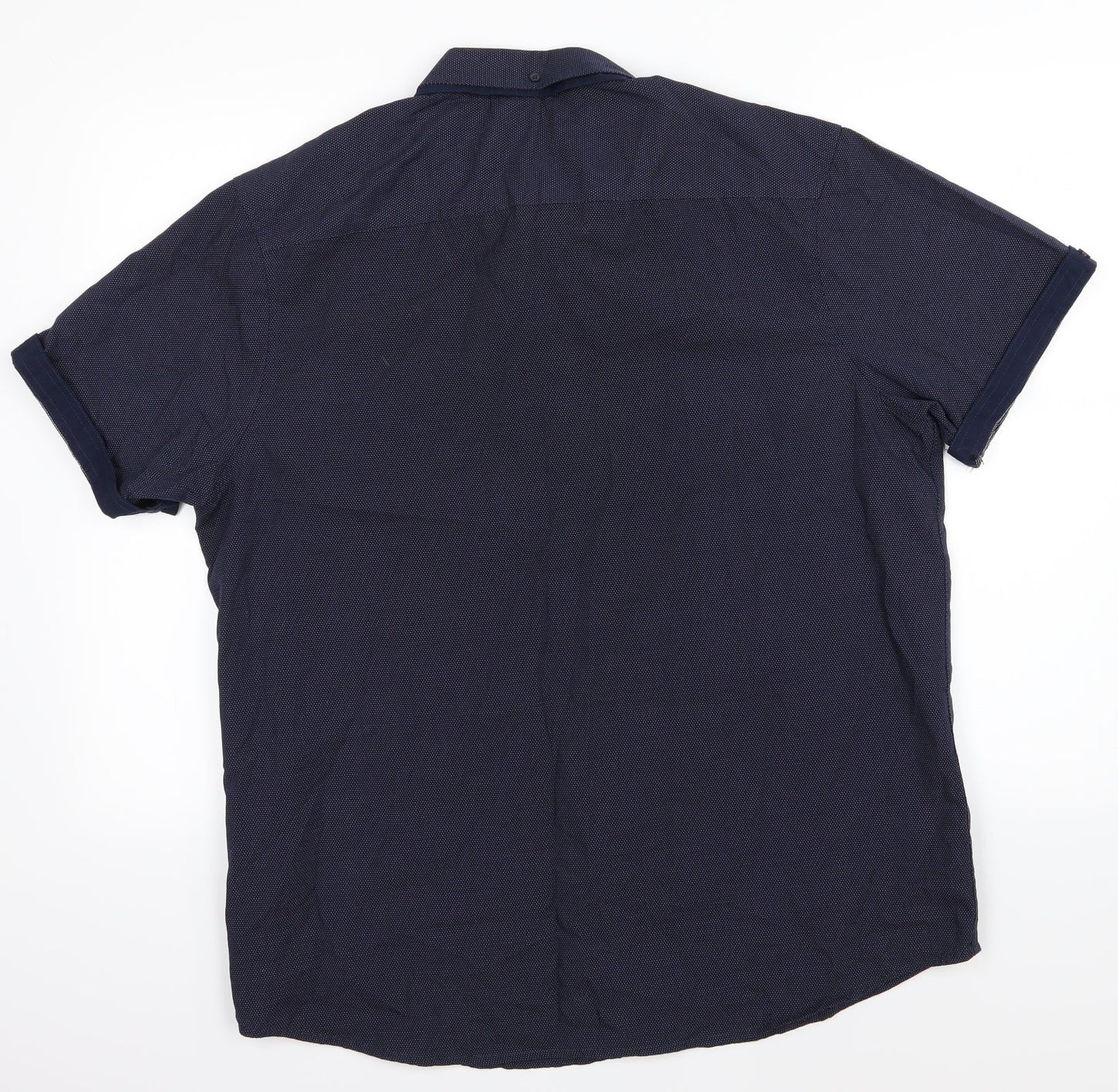 Mens UK Size XL Cedar Wood State Blue  Button-Up Short Sleeve Casual Shirt