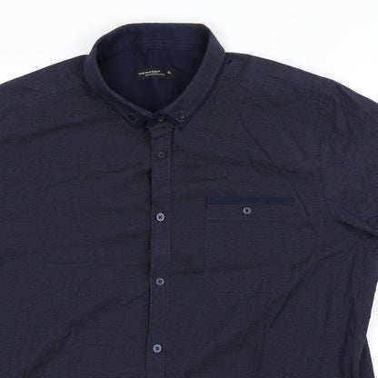 Mens UK Size XL Cedar Wood State Blue  Button-Up Short Sleeve Casual Shirt
