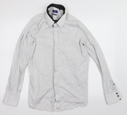 Mens UK Size M NEXT White  Button-Up Long Sleeve Casual Shirt