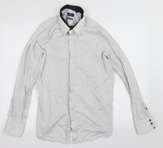 Mens UK Size M NEXT White  Button-Up Long Sleeve Casual Shirt