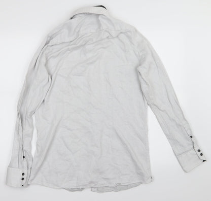 Mens UK Size M NEXT White  Button-Up Long Sleeve Casual Shirt