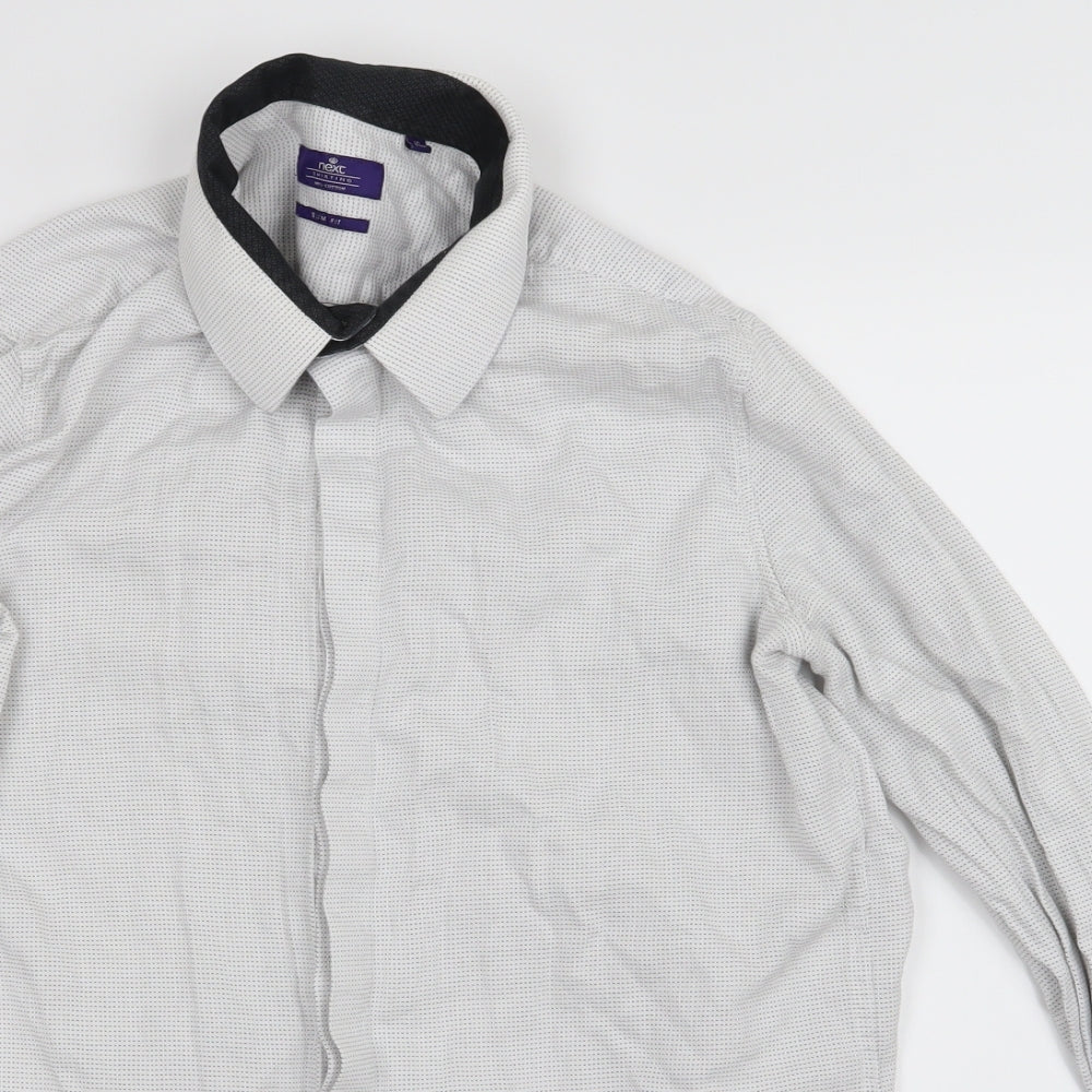 Mens UK Size M NEXT White  Button-Up Long Sleeve Casual Shirt