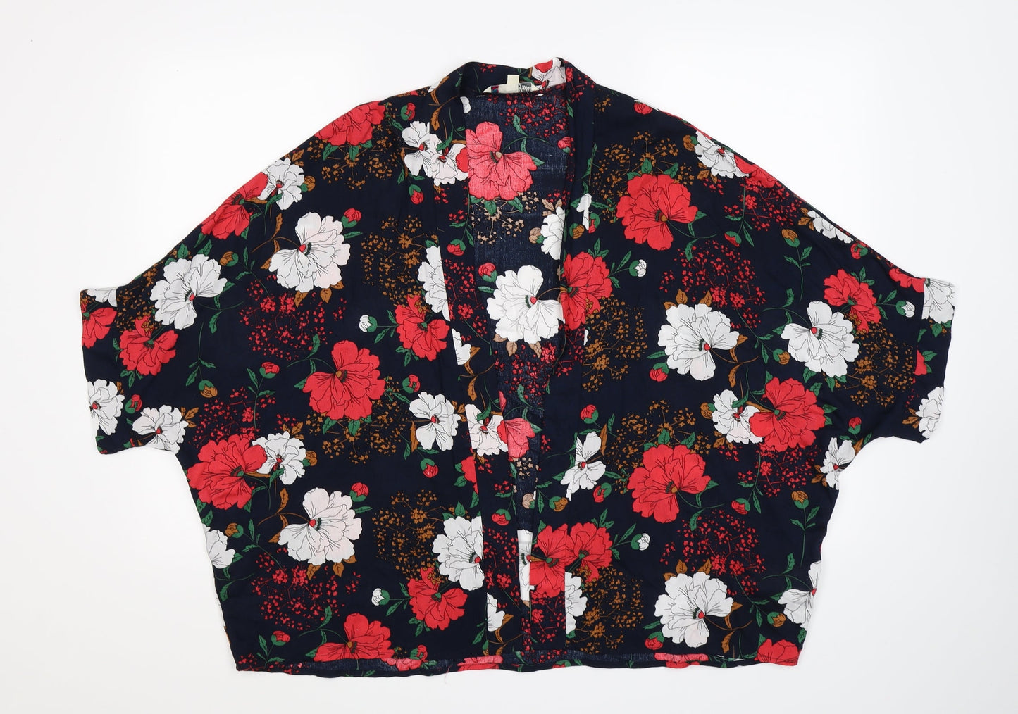 Yumi Womens Blue Floral  Wrap Jumper Size S