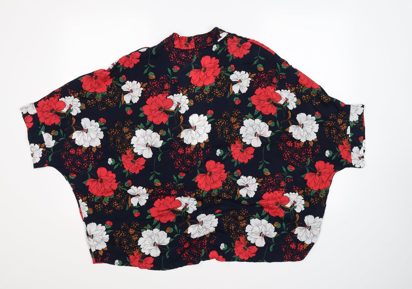 Yumi Womens Blue Floral  Wrap Jumper Size S