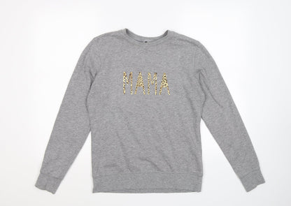 Womens Grey  Jersey Pullover Sweatshirt Size S  - mama