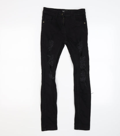 A2Z 4 kids Girls Black  Denim Skinny Jeans Size 11-12 Years - distressed