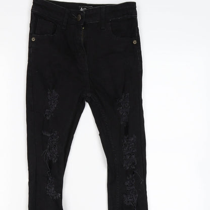 A2Z 4 kids Girls Black  Denim Skinny Jeans Size 11-12 Years - distressed