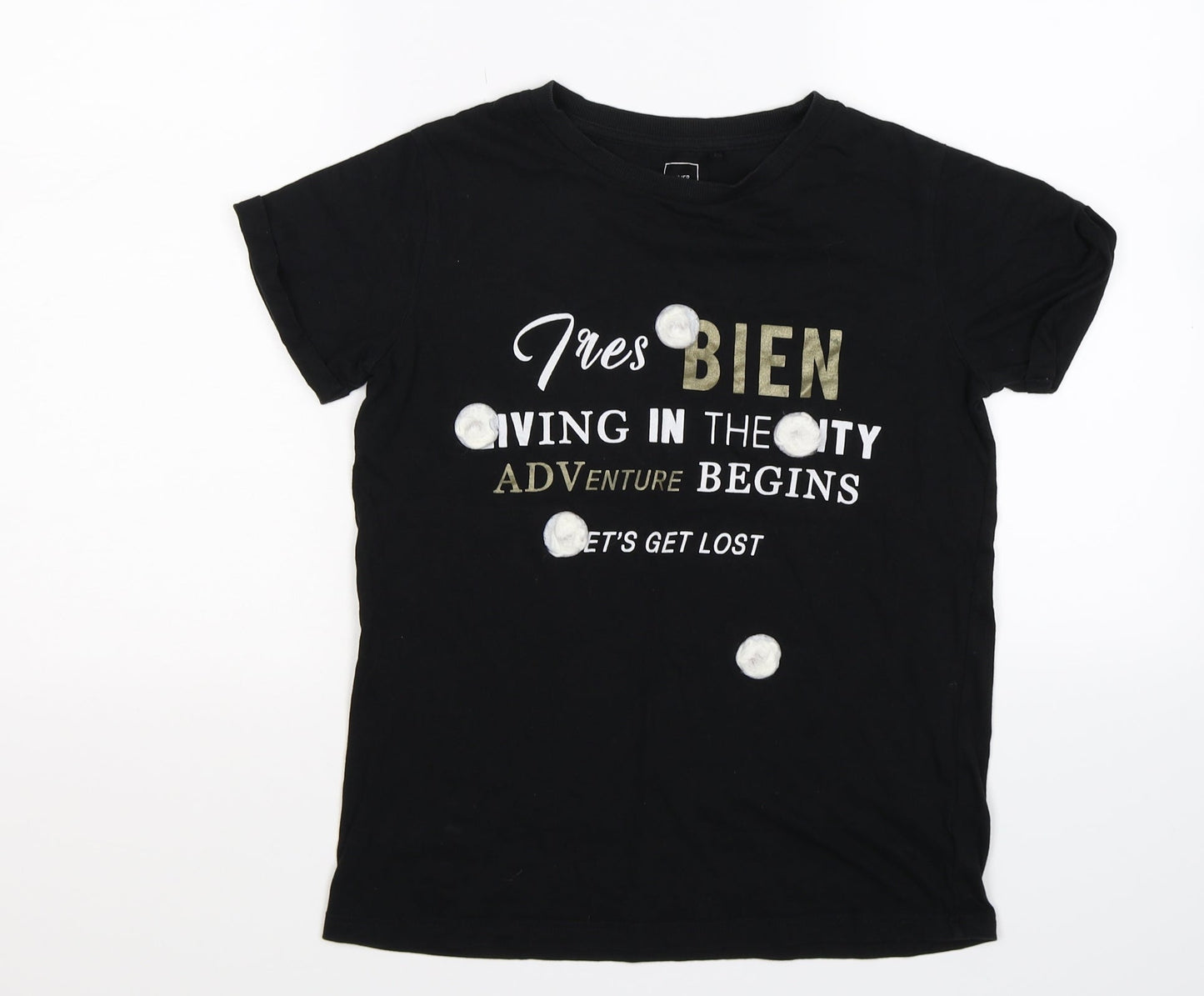 rivber island Girls Black   Basic T-Shirt Size 9-10 Years  - adventure graphic