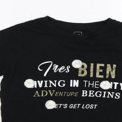 rivber island Girls Black   Basic T-Shirt Size 9-10 Years  - adventure graphic