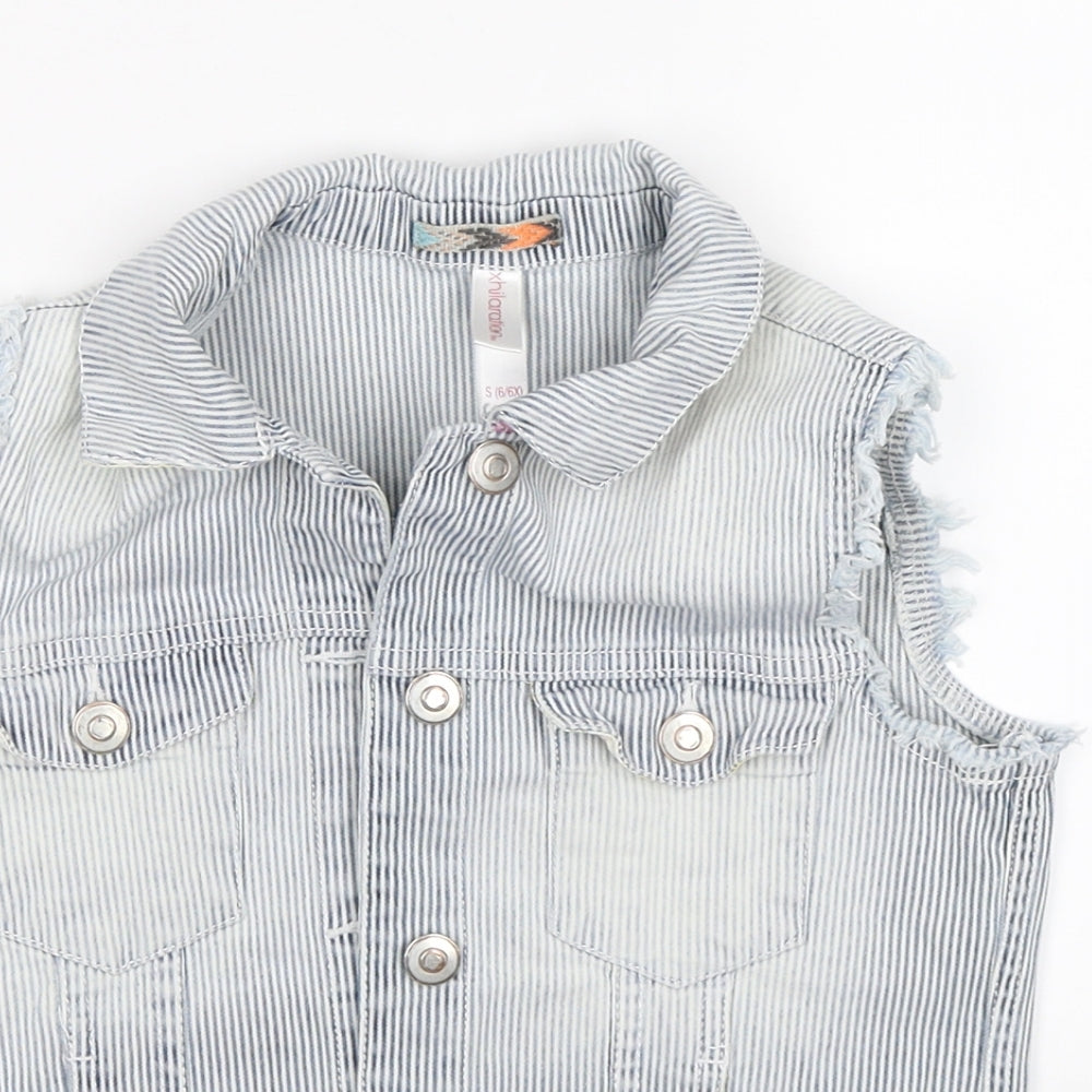 Xhilaration Womens Blue Striped Denim Jacket  Size 6