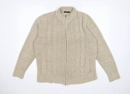 Bonmarché Womens Beige  Knit Full Zip Jumper Size M