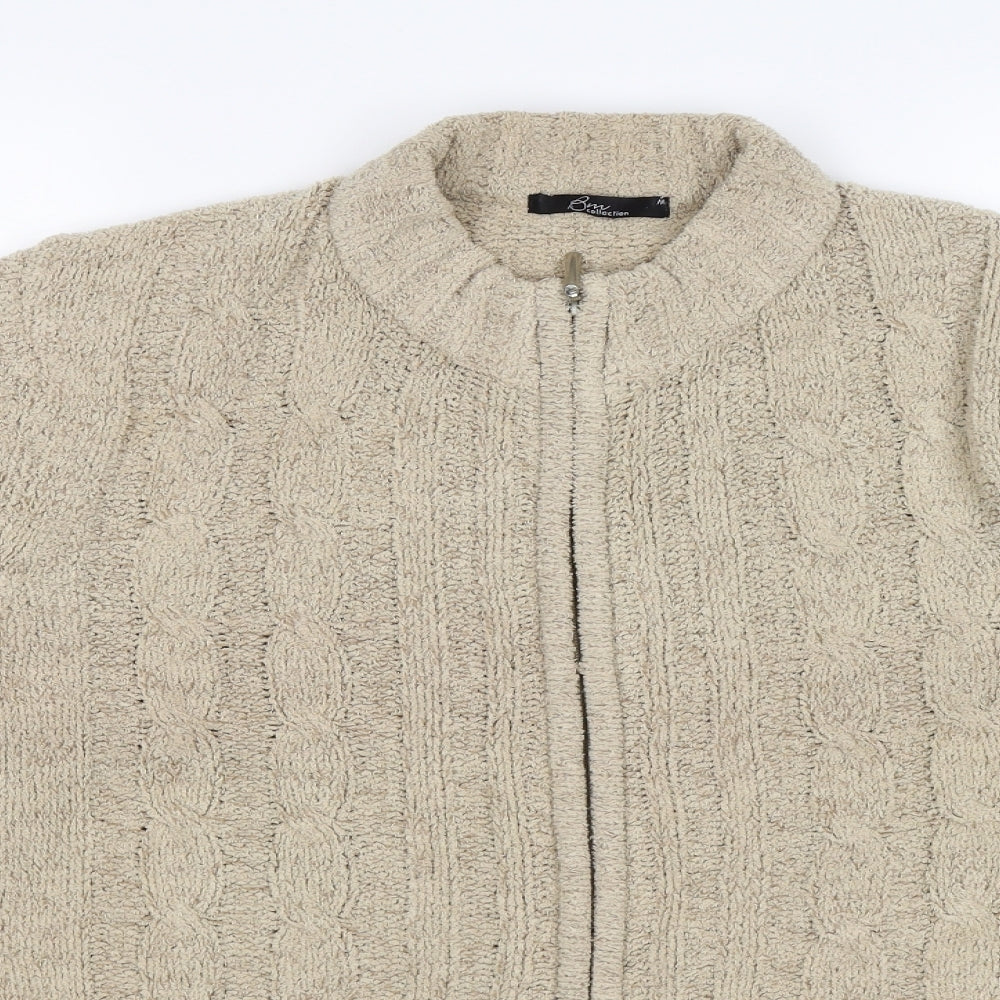 Bonmarché Womens Beige  Knit Full Zip Jumper Size M