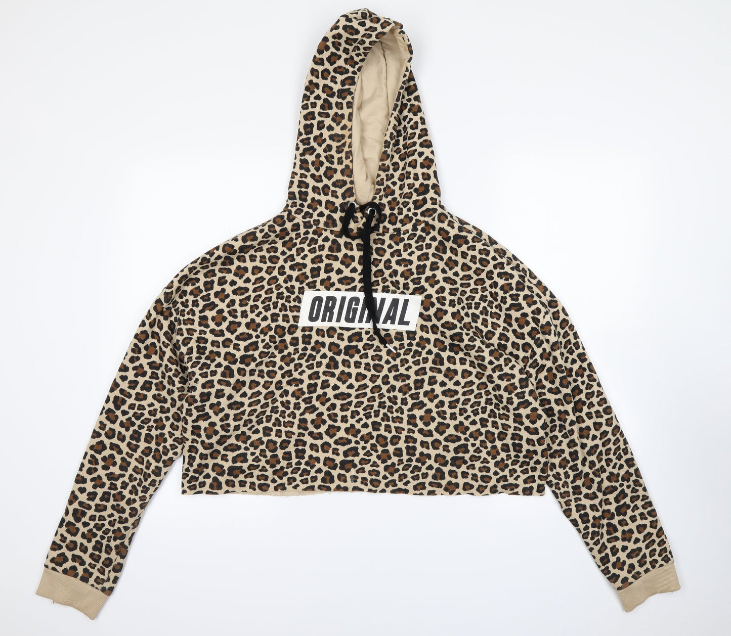 H&M Womens Beige Animal Print  Pullover Hoodie Size L