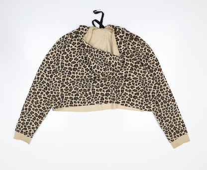 H&M Womens Beige Animal Print  Pullover Hoodie Size L