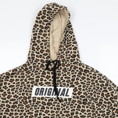 H&M Womens Beige Animal Print  Pullover Hoodie Size L