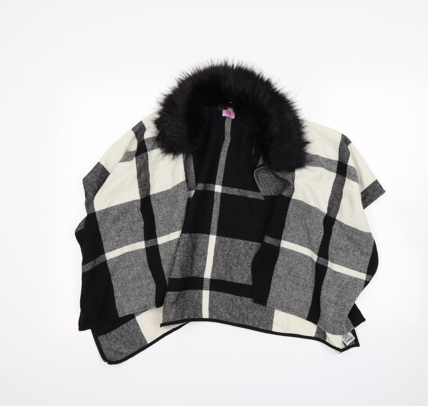 F&F Girls Black Check  Cardigan Jumper Size 7 Years