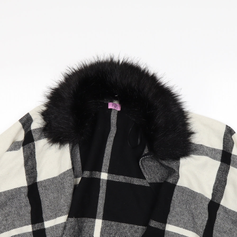 F&F Girls Black Check  Cardigan Jumper Size 7 Years