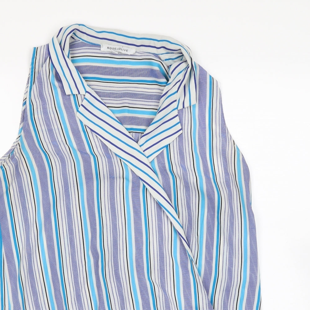 Womens UK Size M Rose & Olive Blue Basic Blouse