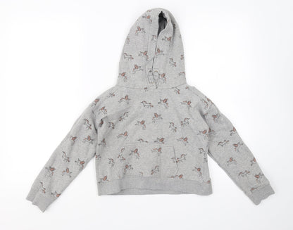 NEXT Girls Grey Animal Print  Pullover Hoodie Size 10 Years