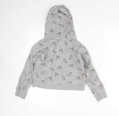 NEXT Girls Grey Animal Print  Pullover Hoodie Size 10 Years