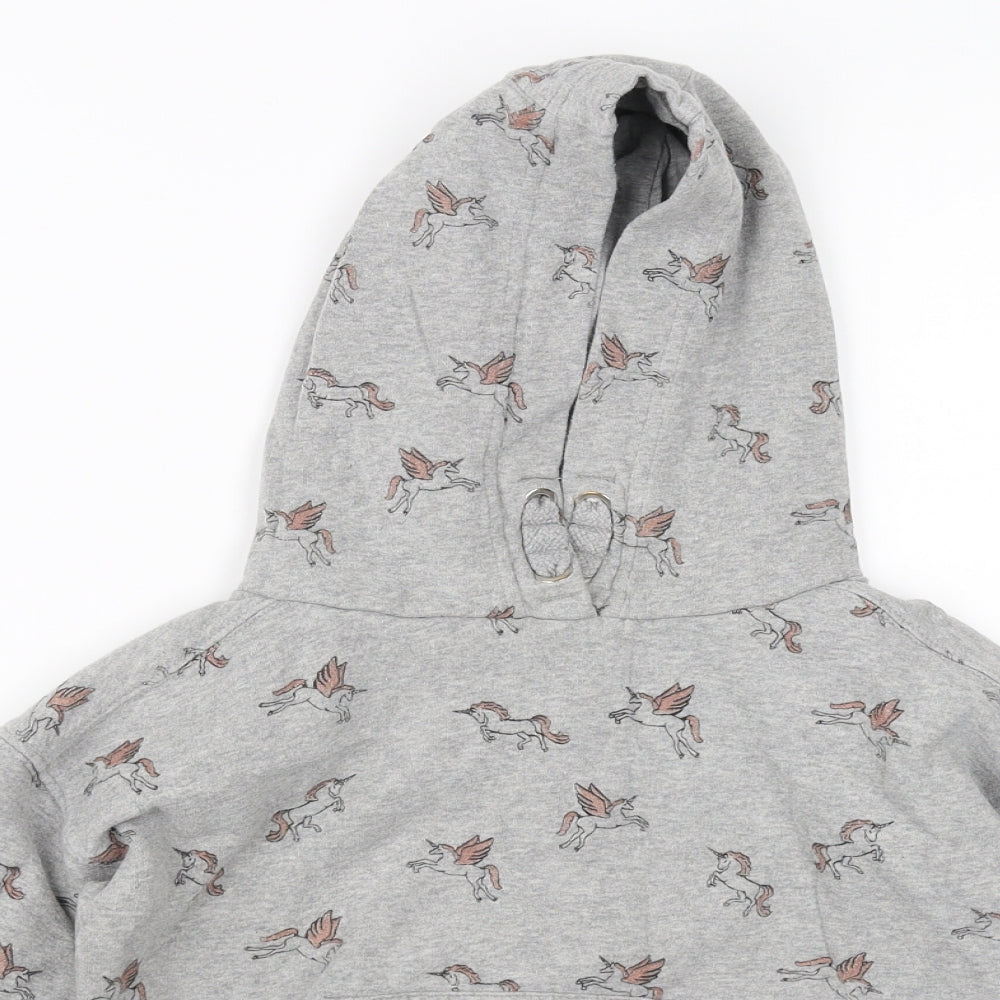 NEXT Girls Grey Animal Print  Pullover Hoodie Size 10 Years