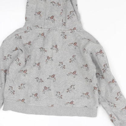 NEXT Girls Grey Animal Print  Pullover Hoodie Size 10 Years