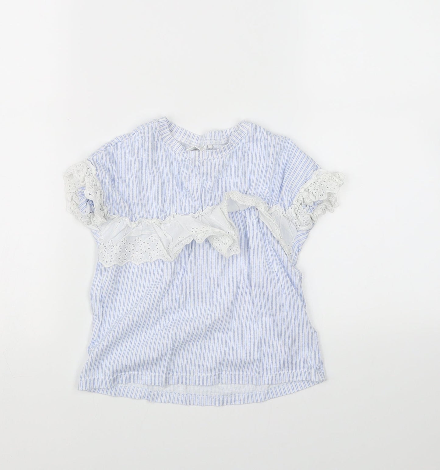 NEXT Girls Blue Striped  Basic T-Shirt Size 5 Years