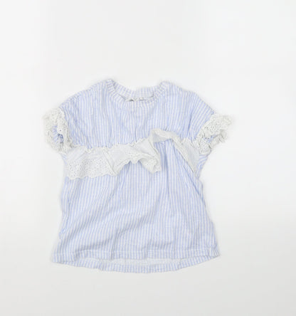 NEXT Girls Blue Striped  Basic T-Shirt Size 5 Years