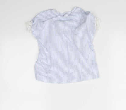 NEXT Girls Blue Striped  Basic T-Shirt Size 5 Years