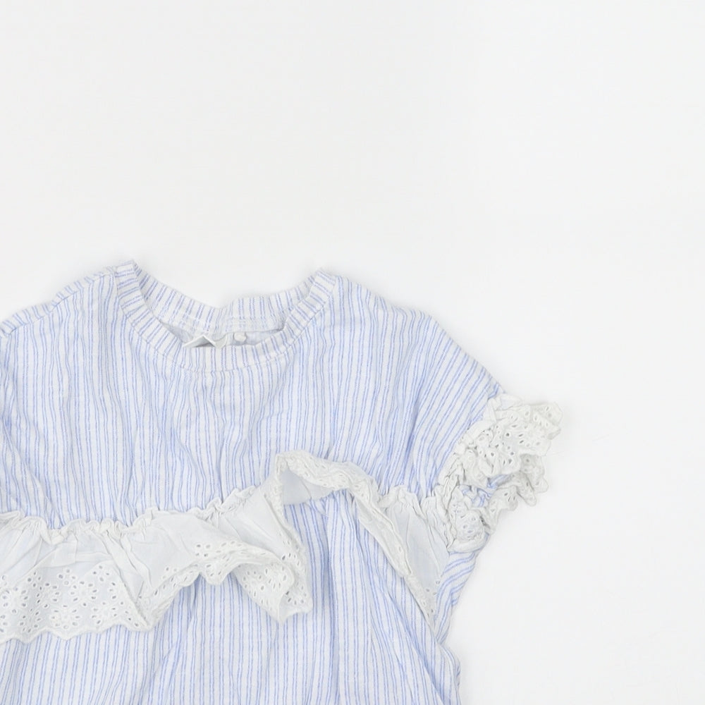 NEXT Girls Blue Striped  Basic T-Shirt Size 5 Years