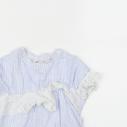 NEXT Girls Blue Striped  Basic T-Shirt Size 5 Years