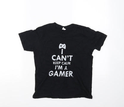 Gildan Boys Black   Basic T-Shirt Size L