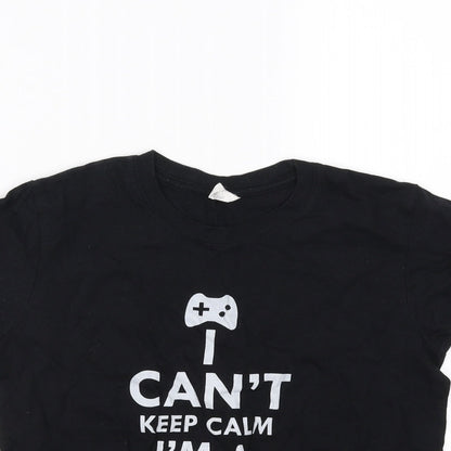 Gildan Boys Black   Basic T-Shirt Size L