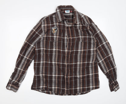 Mangoon Boys Brown Check  Basic Button-Up Size XL