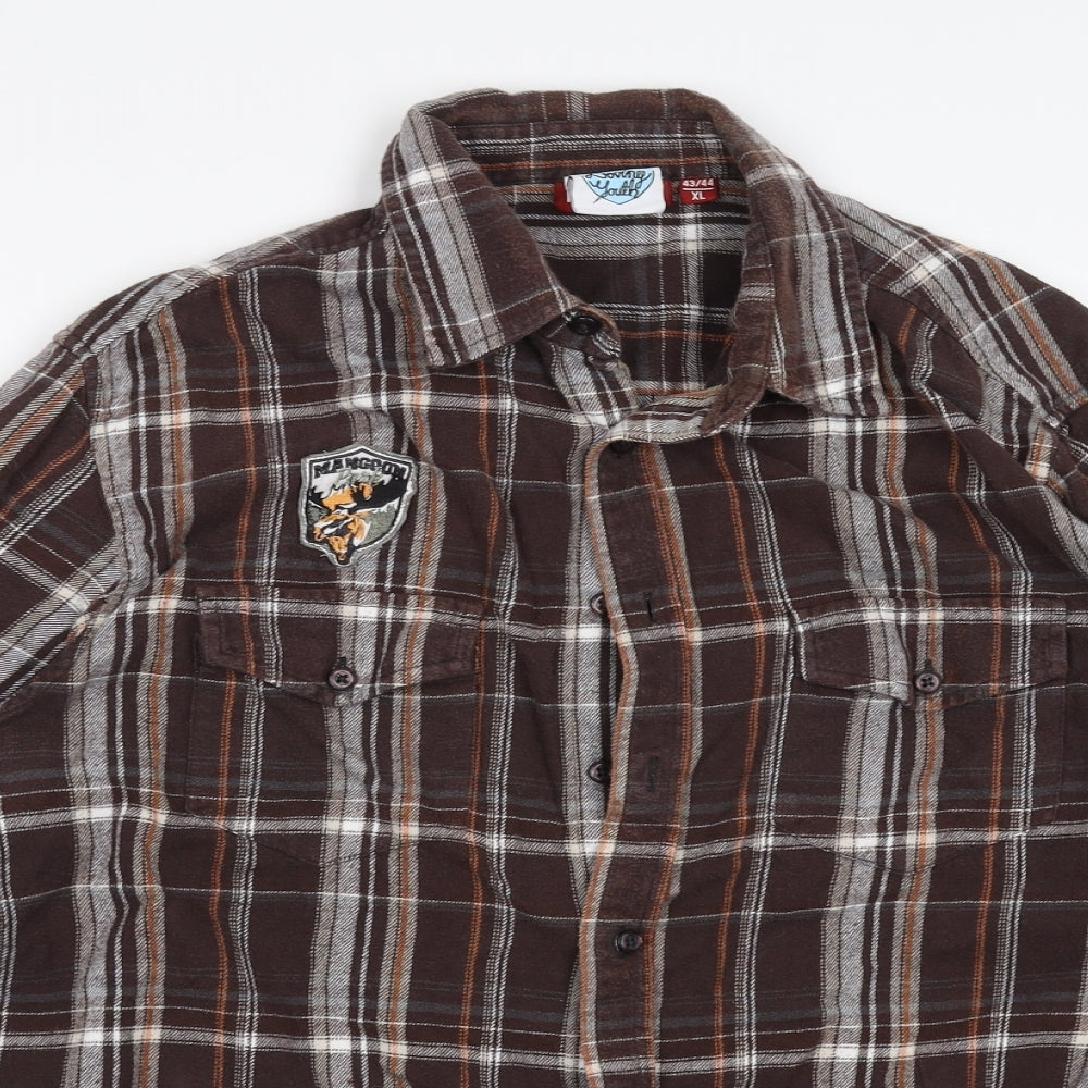 Mangoon Boys Brown Check  Basic Button-Up Size XL