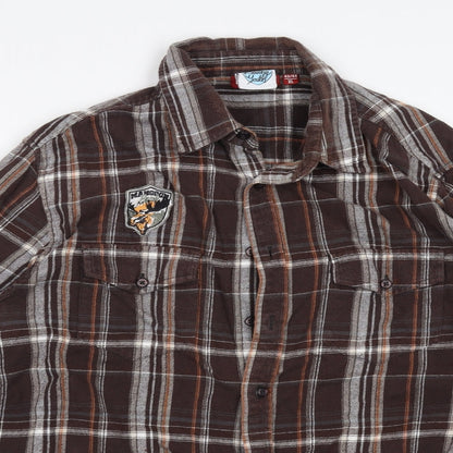 Mangoon Boys Brown Check  Basic Button-Up Size XL