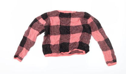 H&M Girls Pink Check  Pullover Jumper Size 9-10 Years