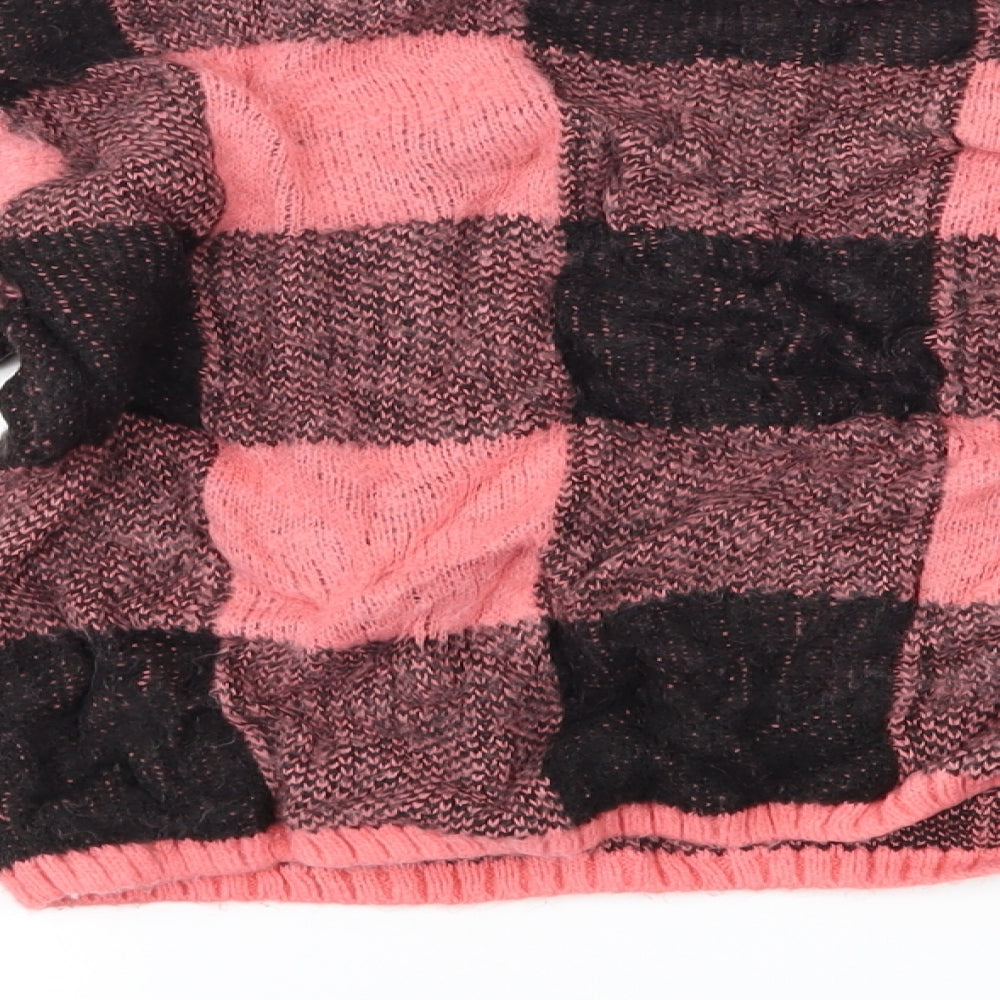 H&M Girls Pink Check  Pullover Jumper Size 9-10 Years