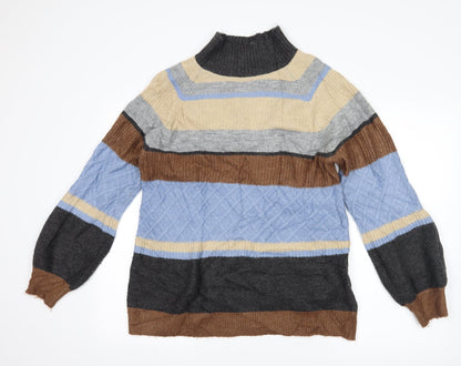 Warehouse Womens Grey Striped  Pullover Jumper Size 10