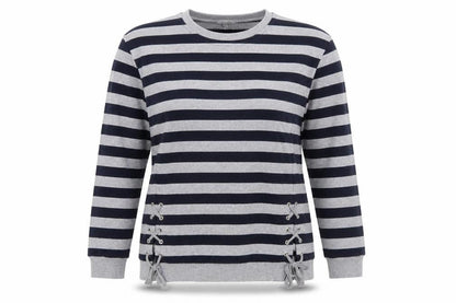 Peacocks Womens Blue Striped  Pullover Sweatshirt Size 12