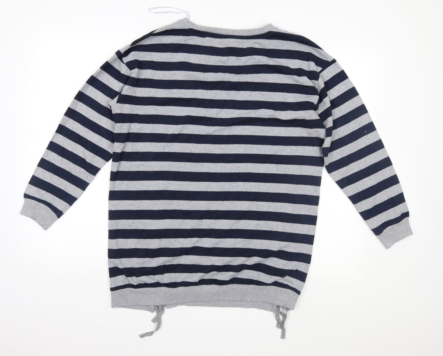 Peacocks Womens Blue Striped  Pullover Sweatshirt Size 12