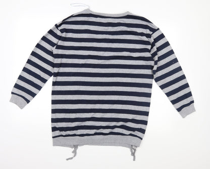 Peacocks Womens Blue Striped  Pullover Sweatshirt Size 12