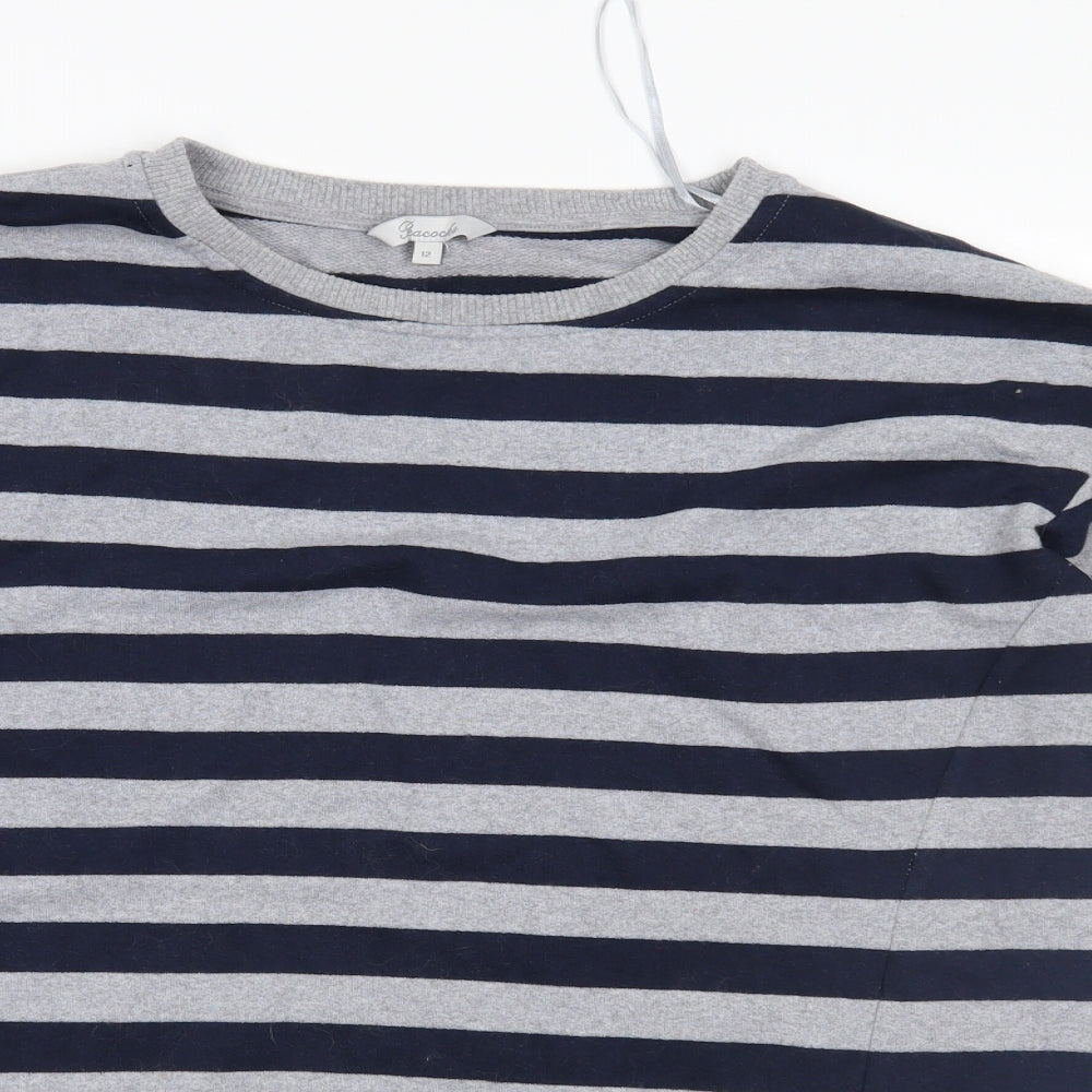Peacocks Womens Blue Striped  Pullover Sweatshirt Size 12