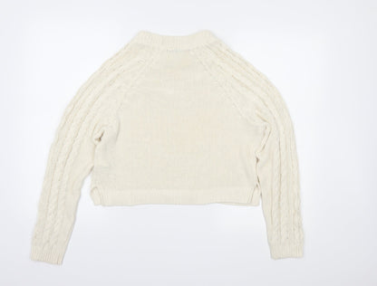 H&M Womens Ivory  Knit Pullover Jumper Size S