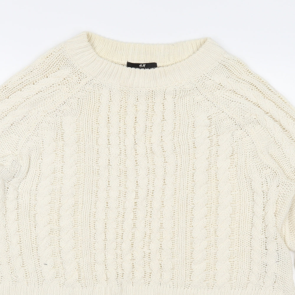 H&M Womens Ivory  Knit Pullover Jumper Size S