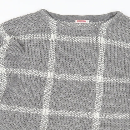 Damart Womens Grey Check Knit Pullover Jumper Size S