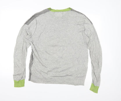 Green Coast Mens Grey Check Knit Pullover Jumper Size M