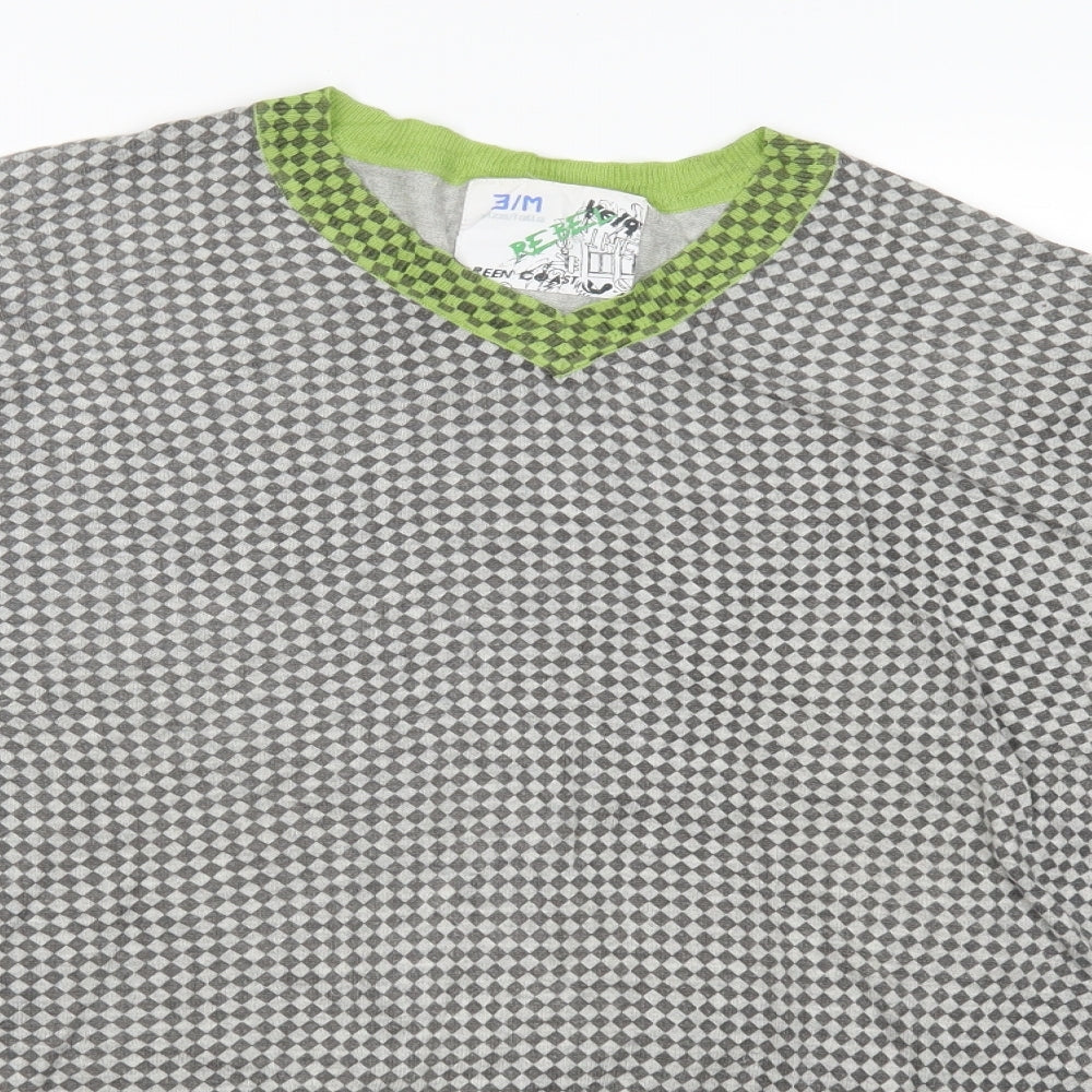 Green Coast Mens Grey Check Knit Pullover Jumper Size M