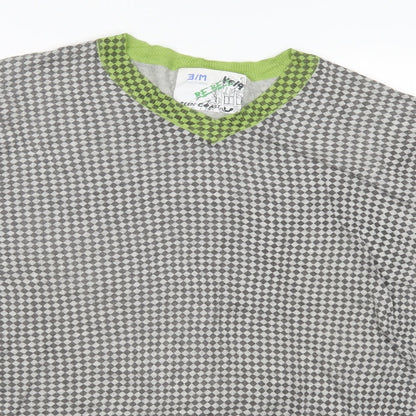 Green Coast Mens Grey Check Knit Pullover Jumper Size M