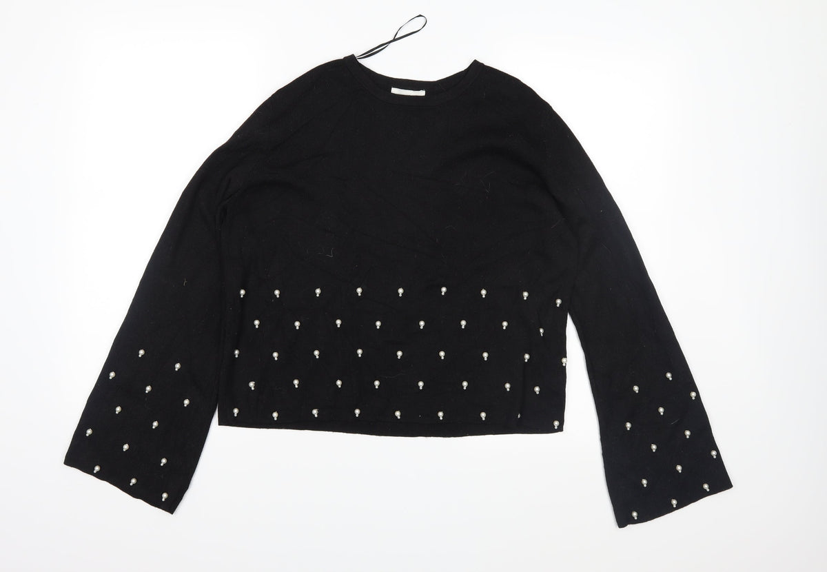 H&M Womens Black  Knit Pullover Jumper Size S